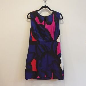 Diane Von Furstenberg Cocktail Blue Magenta Art Deco Retro Mini Dress Size 6